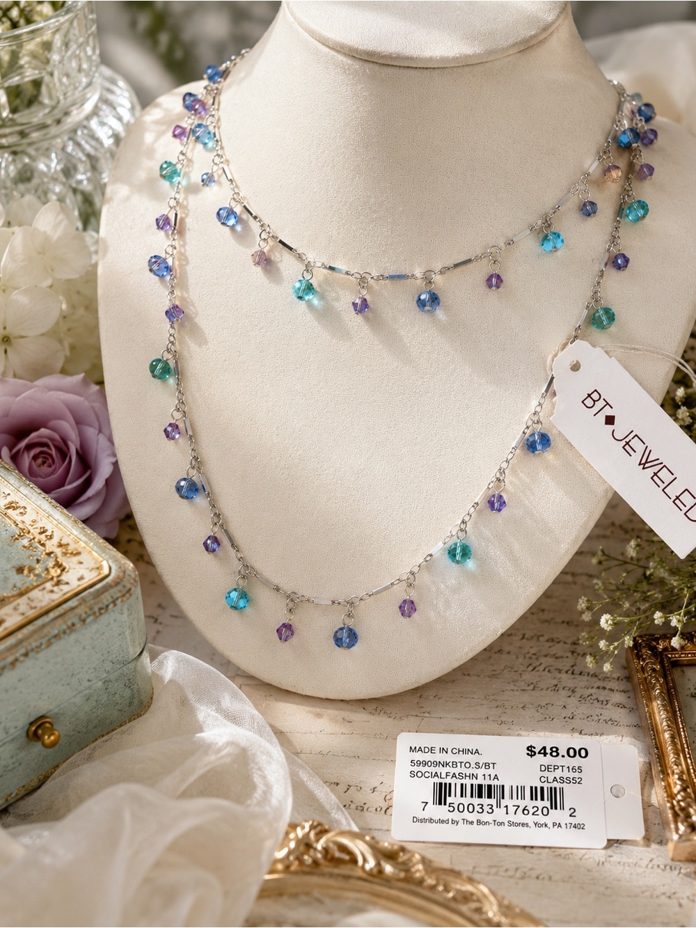 NWT BT JEWELED Crystal Beaded Necklace